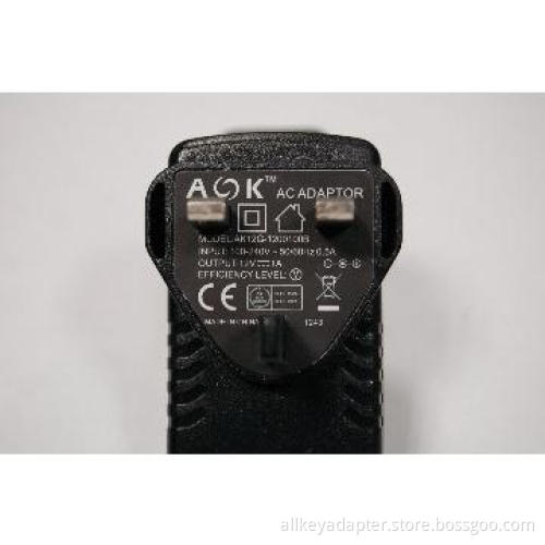 ac dc power jack plug adapter 12W Wall mount plug 12V 1A for UK